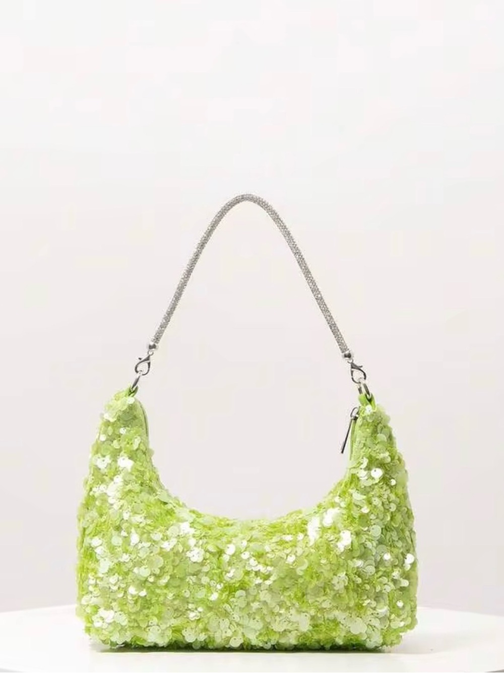 Women’s Sequin Shoulder Bag in Lime Green